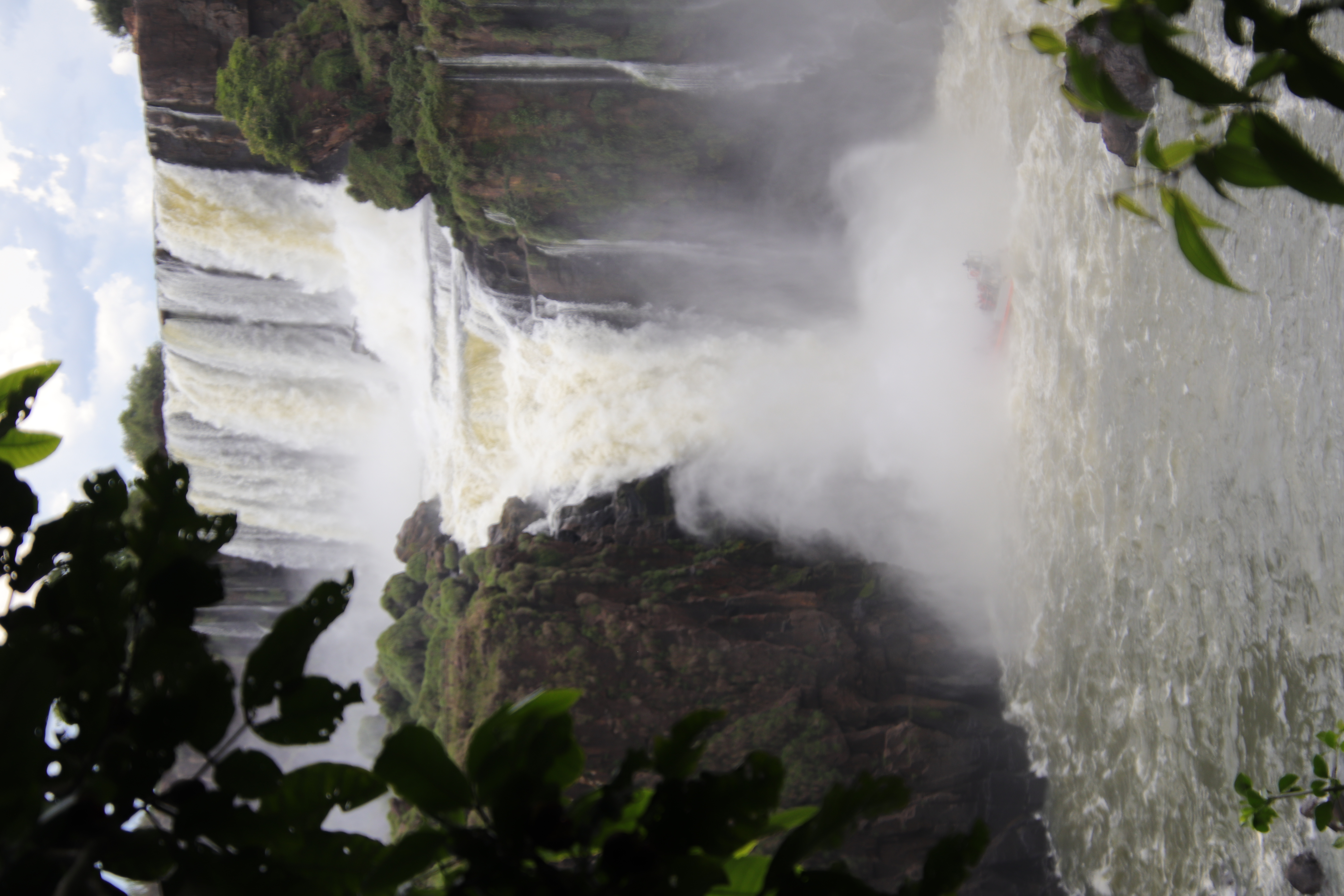 Boat in falls spray