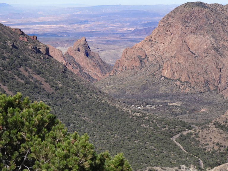 View of Chisos basin and the window from the Lost Mine Trail