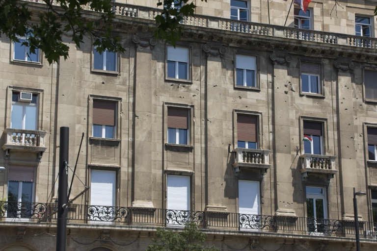 Bullet holes near Parliament