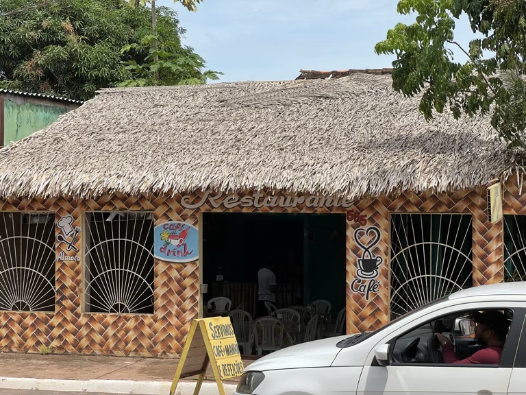 Thatched roof on a restaurant