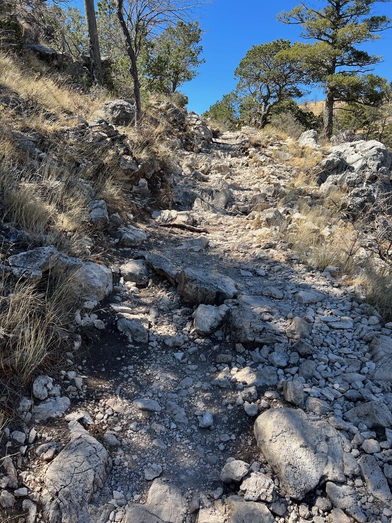 Rocky trail going up