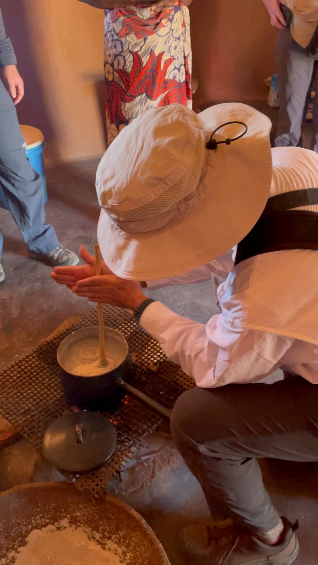 Mixing millet into the water