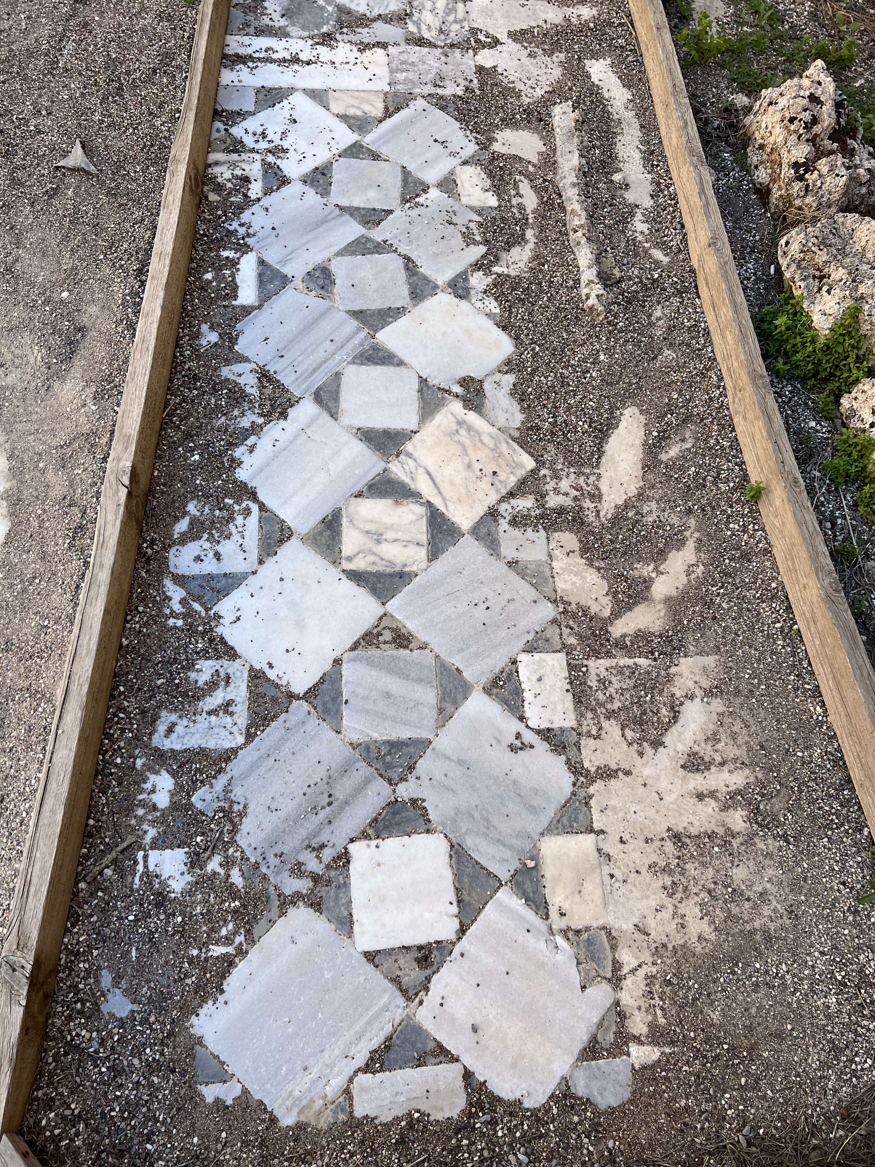 Marble tile bath floor